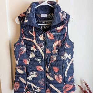 Columbia Navy Floral Puffer Vest